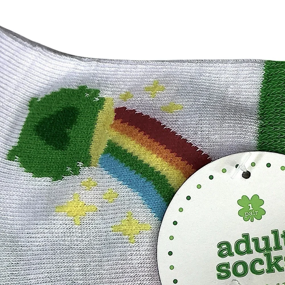 St Patrick Irish Pot of Gold Rainbow Lucky Ankle Socks Adult One Size New Unisex